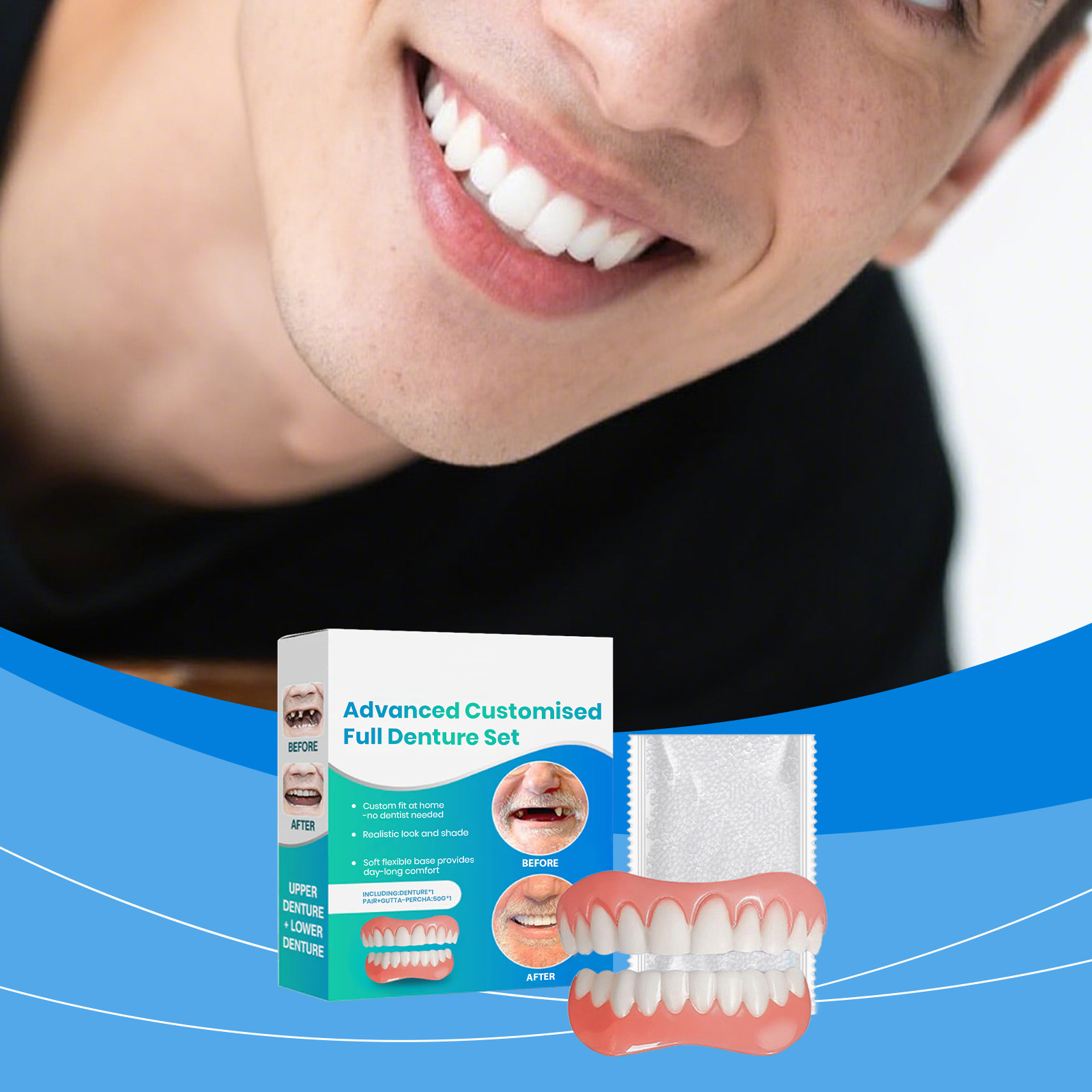 Teeth Whitening Veneers - Set Gigi Tiruan Silikon untuk Gigi
