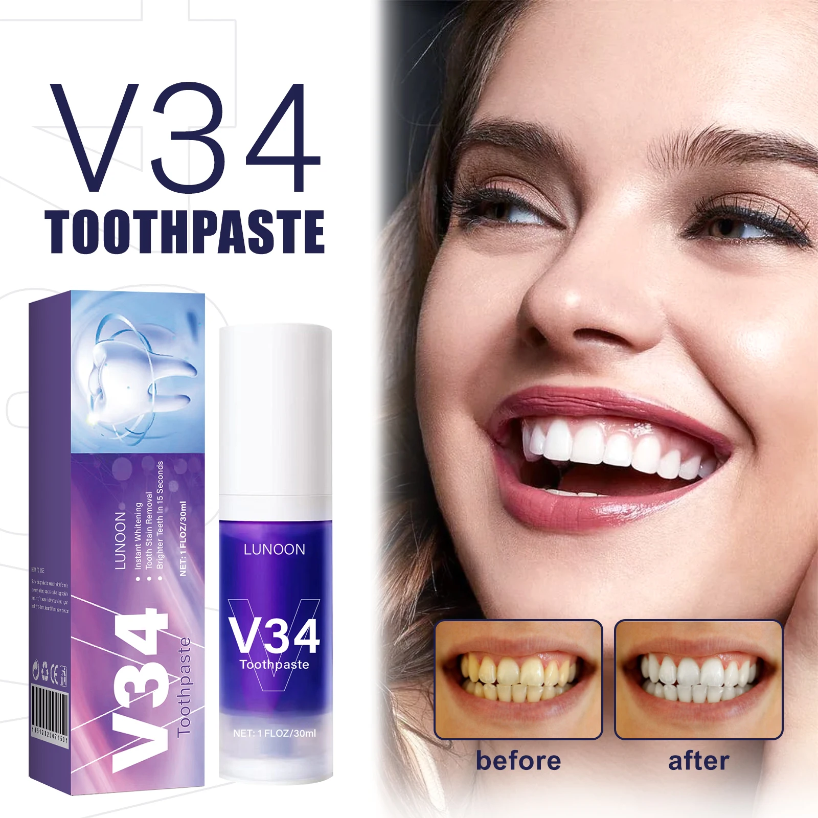 Teeth Whitening Mousse - 50ml Pasta Gigi Mousse Pembersih Gigi