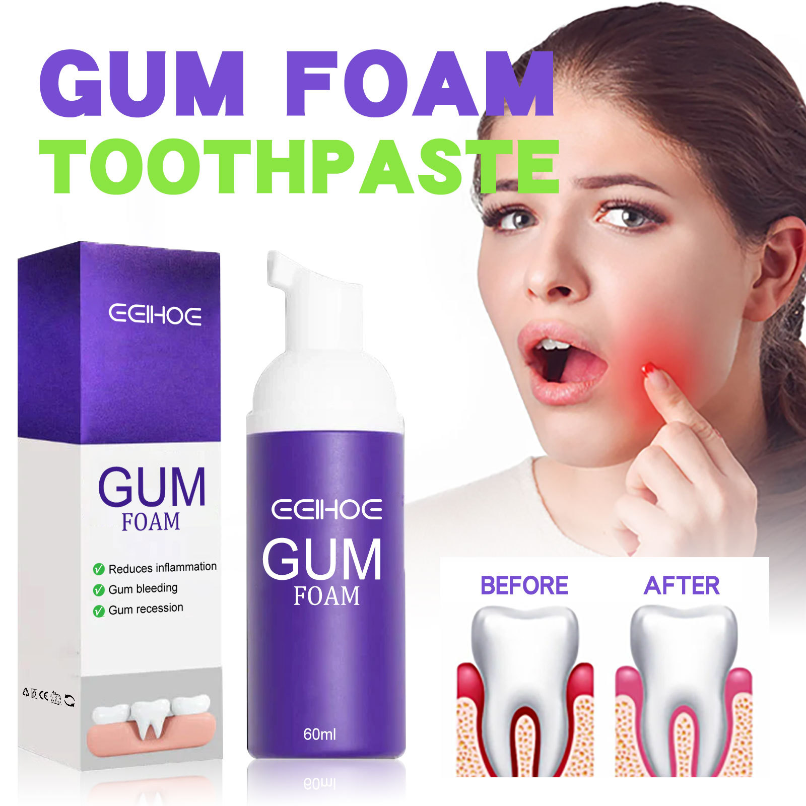 Teeth Whitening Mousse - 60Ml Mousse Pemutih Gigi V34 Pasta