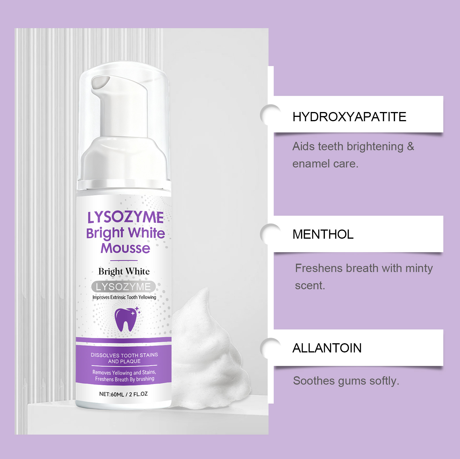 Mousse Gigi Putih Hidroksiapat - Teeth Whitening Mousse ulasan dan harga